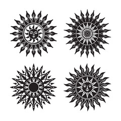 silhouette Latvian sun as seen in ancient jewelry set bundle on the white background