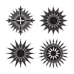 silhouette Latvian sun as seen in ancient jewelry set bundle on the white background