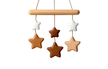 Wooden Mobile with Natural Star Shapes for Nursery Decoration and Baby Room Aesthetic in Neutral Colors for Charming Atmosphere