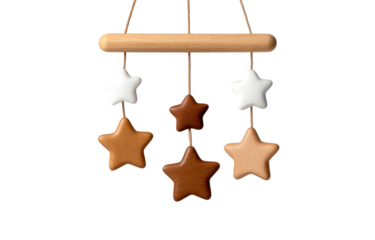 Wooden Mobile with Natural Star Shapes for Nursery Decoration and Baby Room Aesthetic in Neutral Colors for Charming Atmosphere
