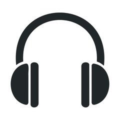 Simple black headphone icon on white background