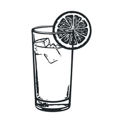 Illustration of a refreshing citrus iced drink with lemon slice