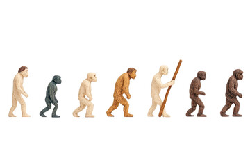 Evolution of Humanoid Figures Representing the Journey from Primitive to Modern Man in Artistic Visualization