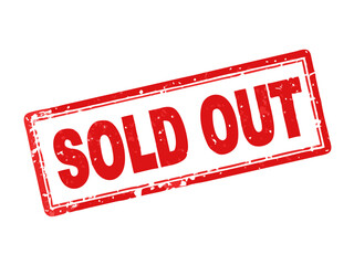 Sold Out red rubber stamp isolated on transparent background with distressed texture effect