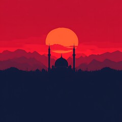 Obraz premium Sunset over a Mosque