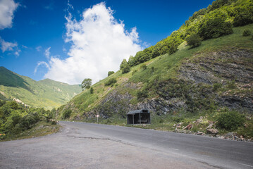Gudauri region in Georgia. Mountains landscape. View from the top