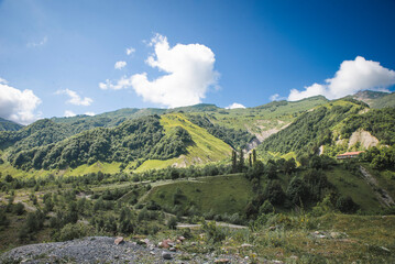 Gudauri region in Georgia. Mountains landscape. View from the top