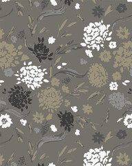  seamless watercolor pattern background. Leave vector illustration. Watercolor print in rustic vintage style, textile or wallpapers.