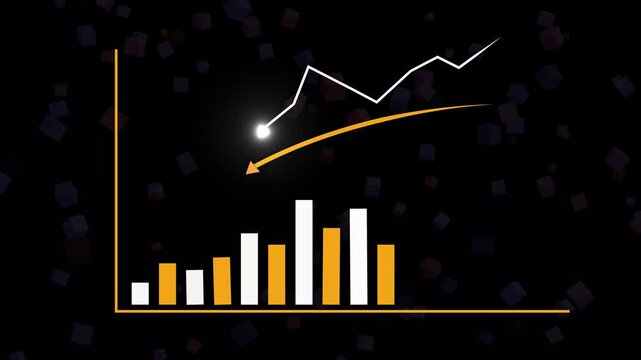 Abstract business graph animation with Arrow Symbols. Business concept or business graph. Decreasing financial business
