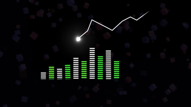 Declining financial trend with green background and arrows