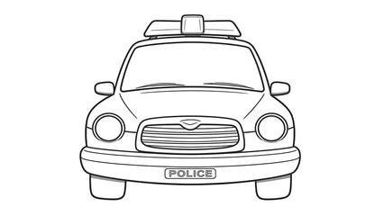 Obraz premium Police Car Line Drawing with Urban Patrol Vibe