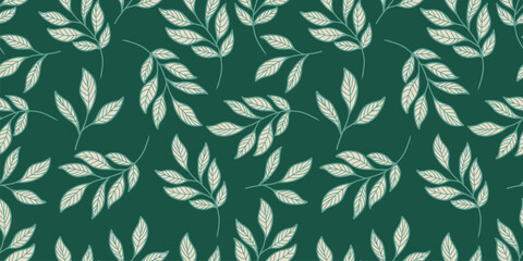 Nature leaves seamless pattern. Hand drawn leaf design for fabric, print, cover, banner, background.