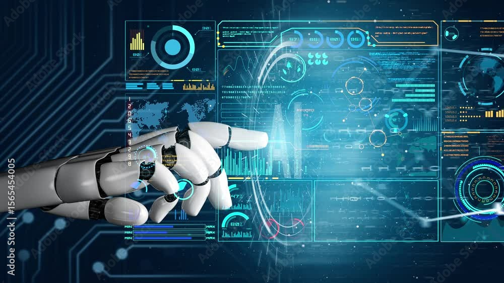 Poster ai artificial intelligence drives data analytics with predictive models, smart dashboards, and virtu