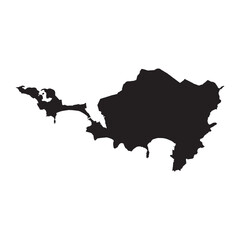 vector map silhouette of sint maarten with internal borders, black isolated island outline on white background