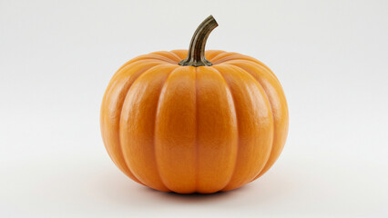 Orange pumpkin on pure white backdrop, autumn harvest