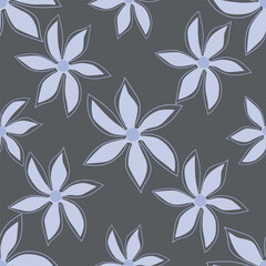 Obraz premium Hand drawn flowers. Seamless background with abstract cute flowers. Vector design ornament for paper; cover; fabric; interior decor; textile; fabric; wallpaper; surface design; label; packaging