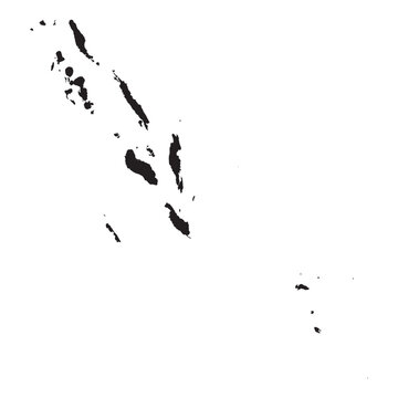 vector map silhouette of solomon islands with provincial borders, black isolated outline on white background