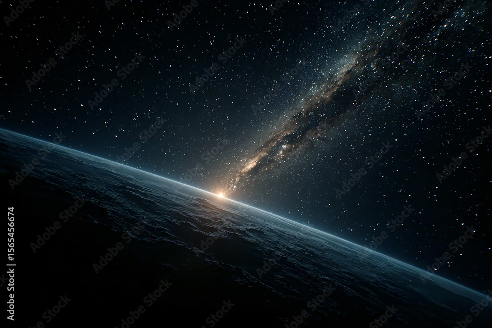 Wall mural embark on an ethereal cosmic journey through the vast glowing expanse of deep space revealing distan