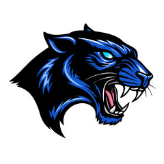Blue Panther Mascot Logo – Fierce Wild Cat Head Illustration for Sports Team Emblem, Esports Avatar, Tattoo Design, Wildlife Clipart & Jungle Animal Art