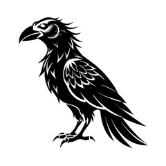 Obraz premium Raven Silhouette Vector – Black Crow Bird Clipart for Gothic Art, Halloween Designs, Tattoo Style, Wildlife Icons, Nature Illustrations & Mystical Graphics