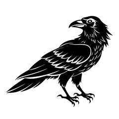 Raven Silhouette Vector – Black Crow Bird Clipart for Gothic Art, Halloween Designs, Tattoo Style, Wildlife Icons, Nature Illustrations & Mystical Graphics

