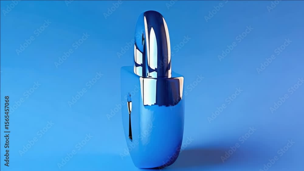 Poster a modern, shiny metal padlock with key and lock mechanism. security and privacy concept symbolized b