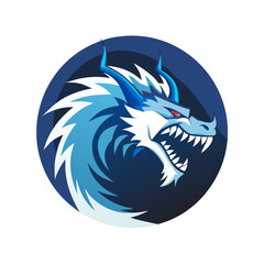 Blue Dragon Head Mascot Logo – Fierce Mythical Beast Vector Design, Perfect for Esports, Fantasy, Gaming, Merchandise, Branding & Mythology-Inspired Art