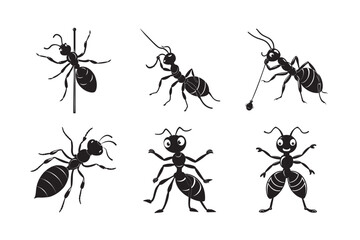silhouette ant carrying food crumb bundle on the white 
 background