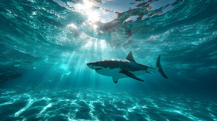 Fototapeta premium Great White Shark Underwater