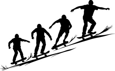 Skateboarders High Five Silhouette vector bundle