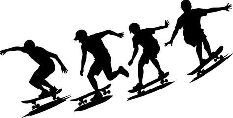 Skateboarders High Five Silhouette vector bundle