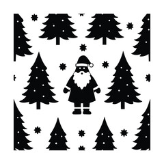 Obraz premium santa-claus-and-snowy-trees-vector-seamless-design.eps