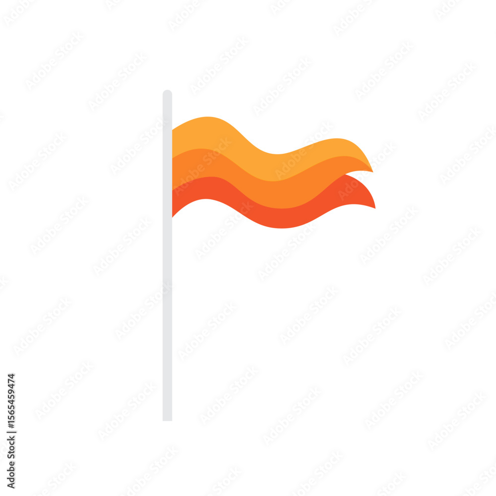 Poster waving red flag for marking location on maps and navigation systems. vector illustration.