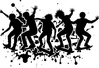 Skateboarders High Five Silhouette vector bundle