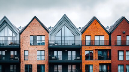 Fototapeta premium Modern row houses with colorful roofs
