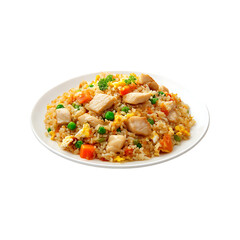 Delicious chicken fried rice with carrots peas and egg a tasty meal