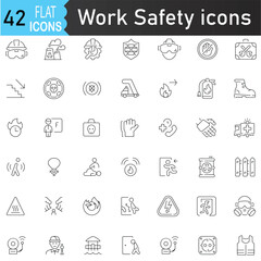 Work Safety line Icons Set. Editable Stroke for Mobile and Web.
