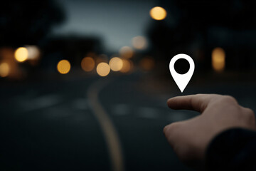 Unlock seamless exploration with a hand guiding your journey on an intuitive digital map for precise location setting and effortless navigation