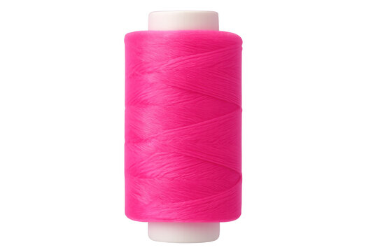 Pink sewing thread spool isolated on transparent background, ready for crafting and textile projects