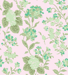 flowers with leaves seamless pattern on background
