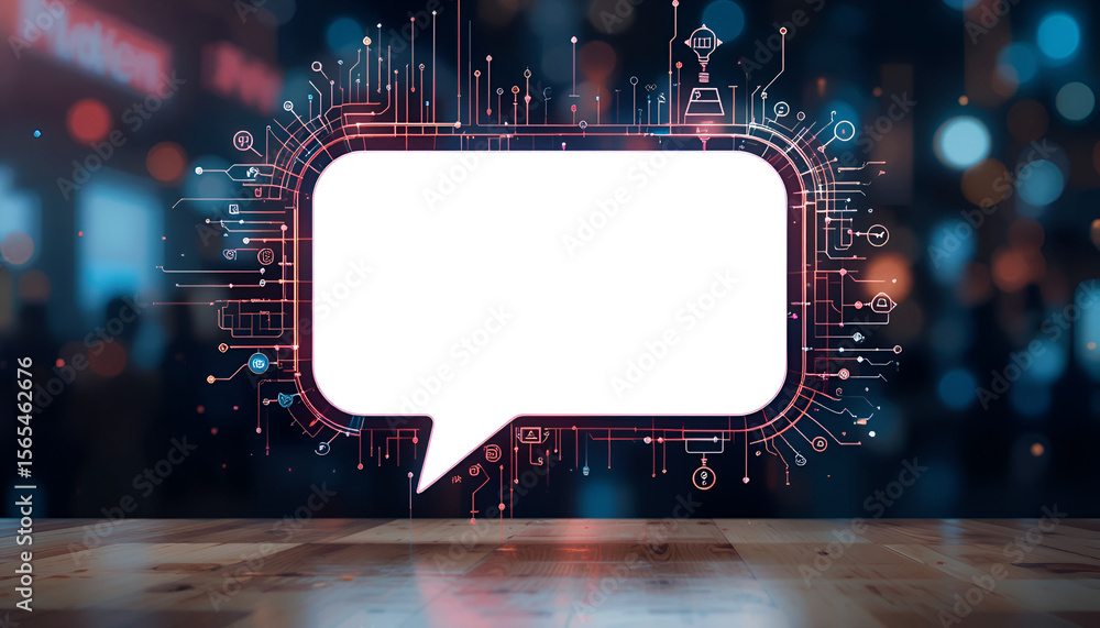 Poster digital speech bubble crafted with network connections provides a modern communication concept on a 
