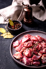 Raw chopped meat with spices