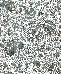 flowers with leaves seamless pattern on background