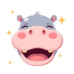 Naklejka premium Happy Hippo Face