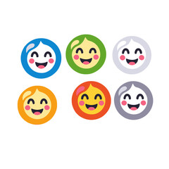 Obraz premium Happy Emojis-Colorful-Cute-Cartoon-Expressions-Different Colors-Fun-Kids-Graphics