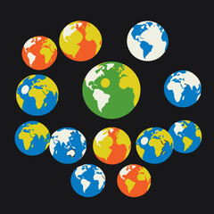 Obraz premium Colorful Globe Illustration-Vector Image of Earth Planets-Global Cartography with Various Color Schemes-World Map Collection
