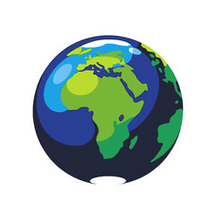 Naklejka premium Earth Globe Illustration-Colorful World Map Graphic-Continents and Oceans Artwork-Global Awareness Image-Geography Design-Educational Resource