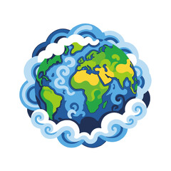 Earth Day Image-Colorful Planet Earth-World Map Illustration-Nature Background-Environment Conservation-Global Warming Awareness-Beautiful Earth Image-Protecting Our Planet