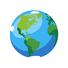 Naklejka premium Illustration of Earth Globe Showing Americas and Africa- World Geography Map with Continents and Oceans for Educational Purposes- Earth Day Image