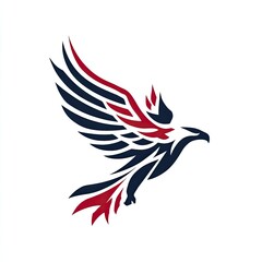 Obraz premium Animal Logo Striking eagle in flight sharp lines patriotic colors powerful and aspirational ideal for adventure or aviation companies isolated on white background